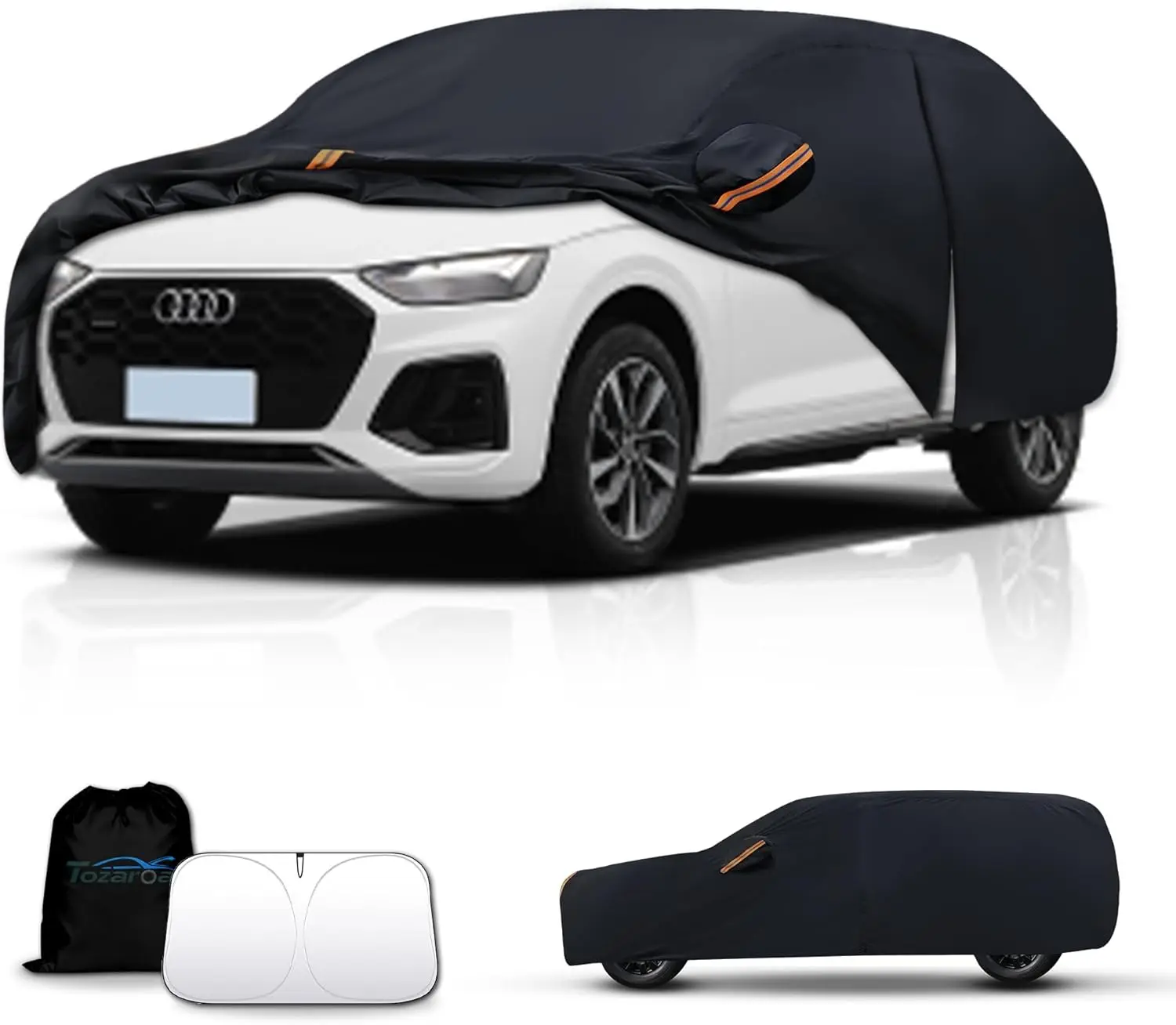 

Водонепроницаемый чехол для внедорожника, всепогодный, сверхпрочный, для улицы, полная защита от снега, с солнцезащитным козырьком и сумкой для хранения - черный