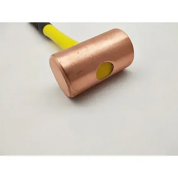 Solid cylindrical hammer, pure copper round drum hammer, round head octagonal hammer, red copper rubber/wood handle mold