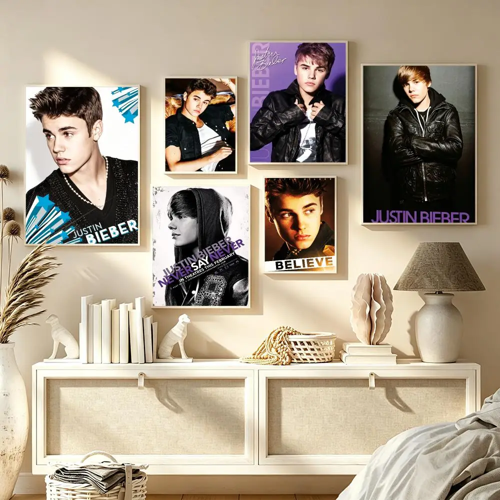 Singer J-Justin Bieber Poster Trendy Aesthetic Wall Art high-end Bedroom Home Cafe library Decor