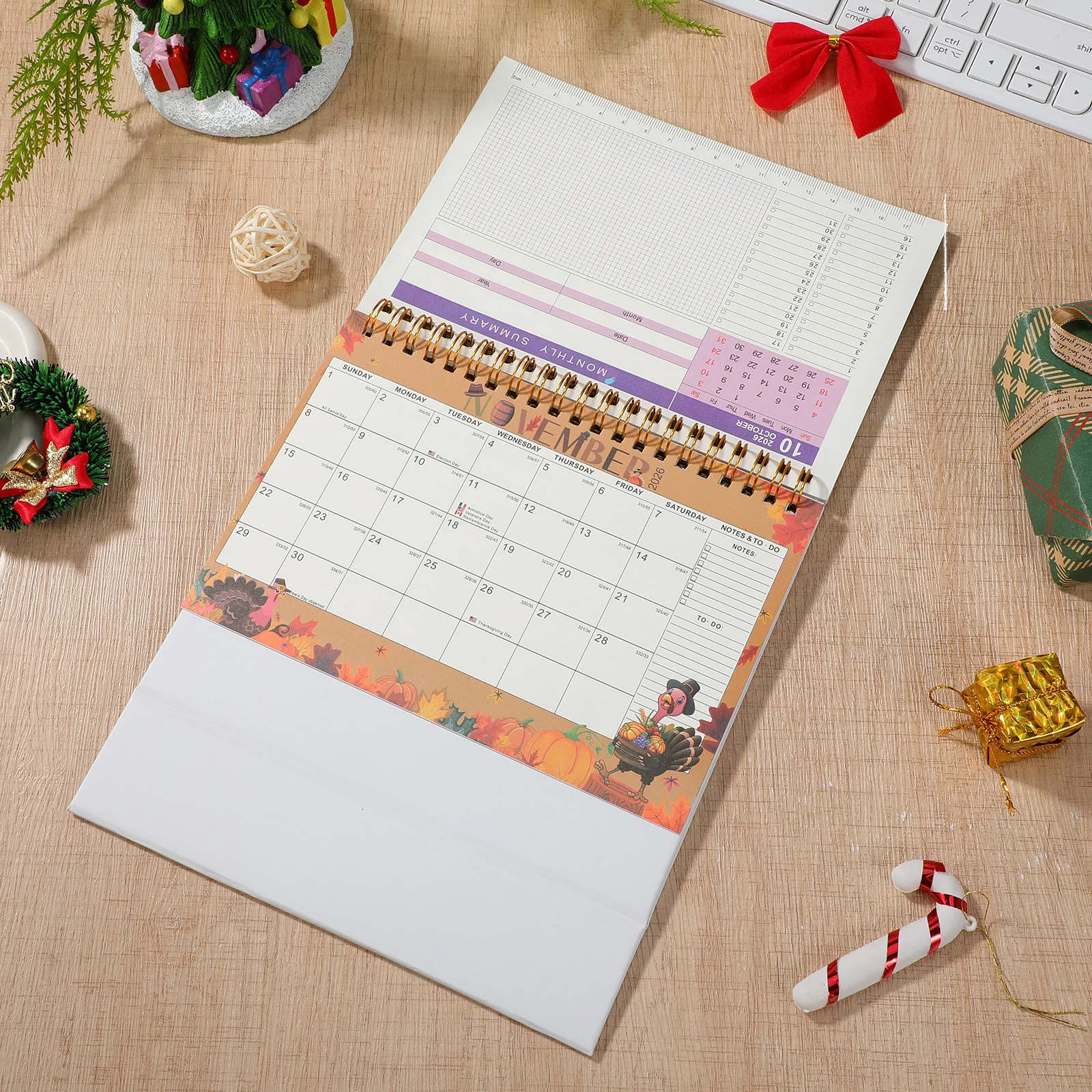 

Mini 2026 Desk Calendar Pink Standing Flip Monthly Planner Thick Paper Minimalist Office Decor Small Calendar Daily Schedule