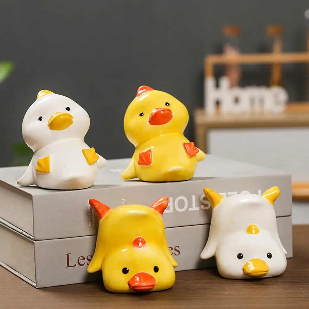 

Ceramic Duck Miniature Figurine Statue Collectible Yellow Duck Ornaments Cartoon Micro Landscape Pet Duck Landscape Decoration