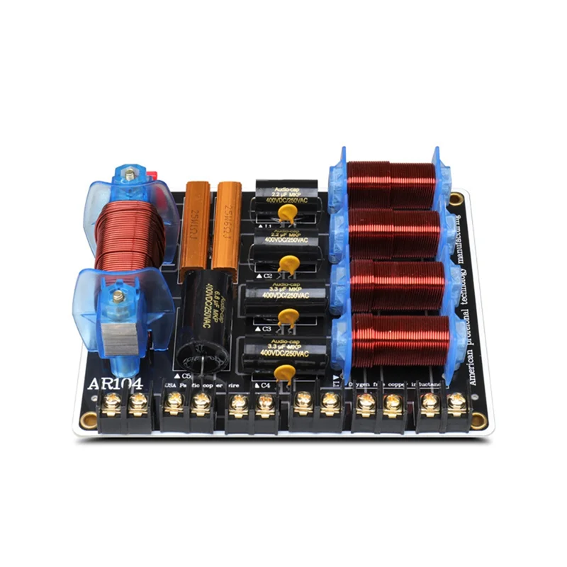 BAAY Профессиональный кроссовер для динамиков, 5-полосный делитель динамиков, 250-600 Вт, 45 Гц-23 кГц, 5-контактный аудио для сцены домашнего кинотеатра