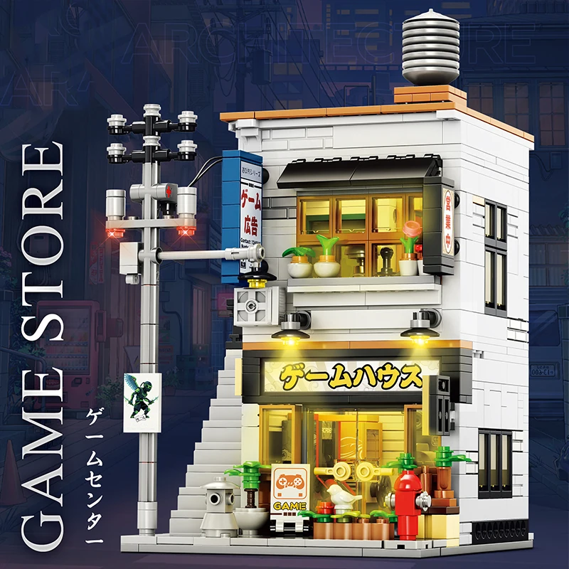 6 Styles Japanese Street View Building Blocks City Architecture Grocery Izakaya Ramen Shop Construction Bricks Toys Adults Gifts
