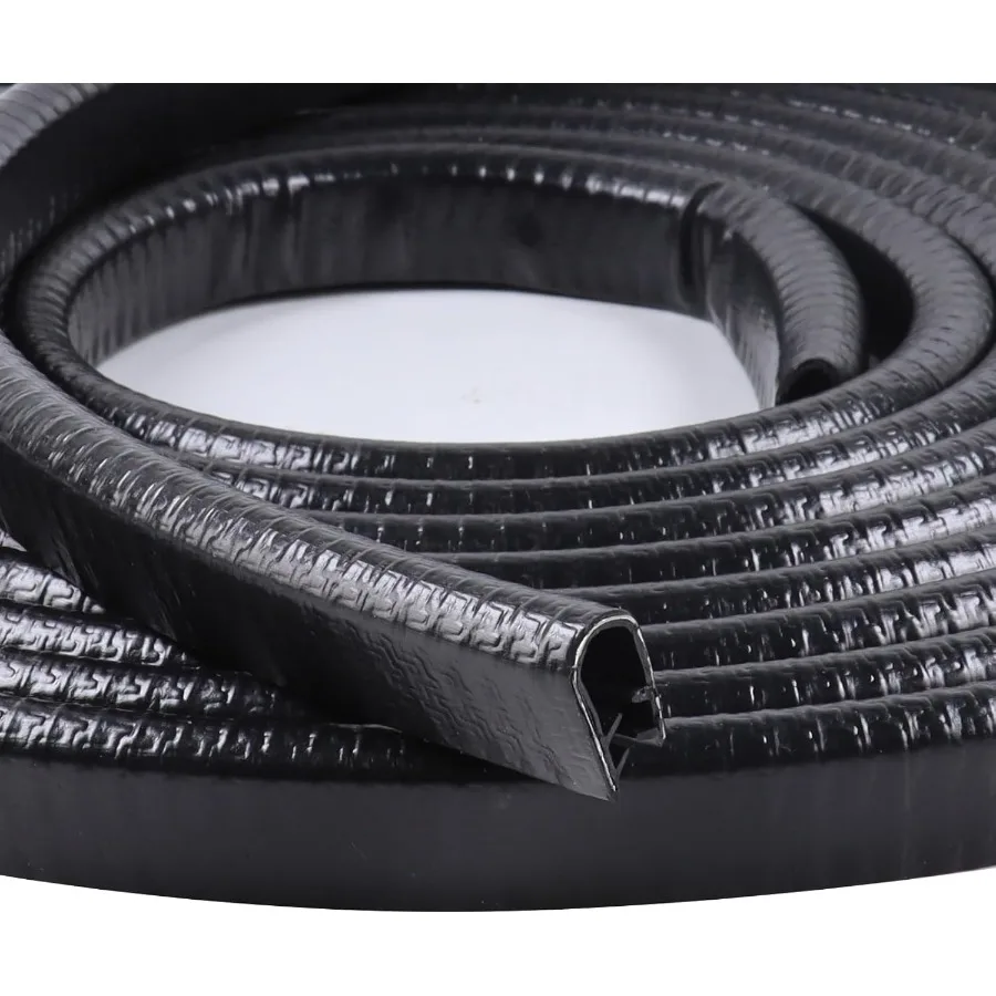 حافة حافة مطاطية سوداء على شكل حرف U مع معدنية 1/2 بوصة × 3/8 بوصة - فجوة مناسبة 3/64 بوصة إلى 1/4 شريط عزل حافة باب السيارة للطقس PVC