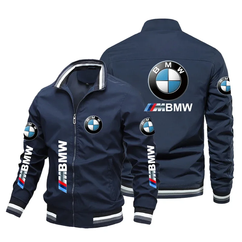 Jaqueta de motocicleta masculina com logotipo impresso BMW, roupas esportivas Windproof extragrande, jaqueta casual de ciclismo, Harajuku, 2024