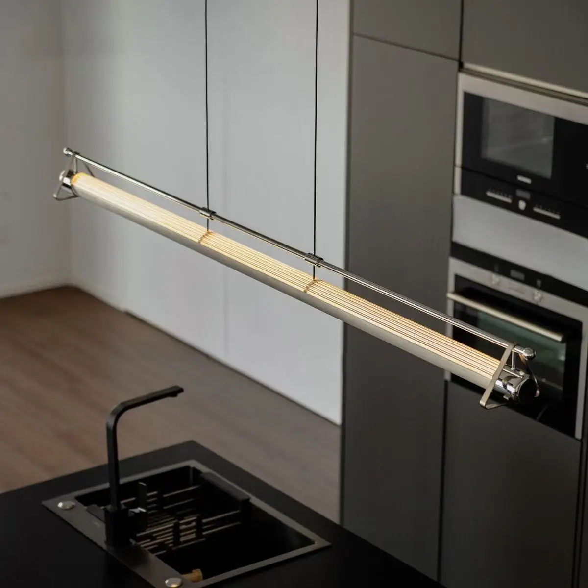 Mechanical Light Lamp 2026 New Modern Simple High-End Creative One-Word Long Bar Island Restaurant Chandelier
