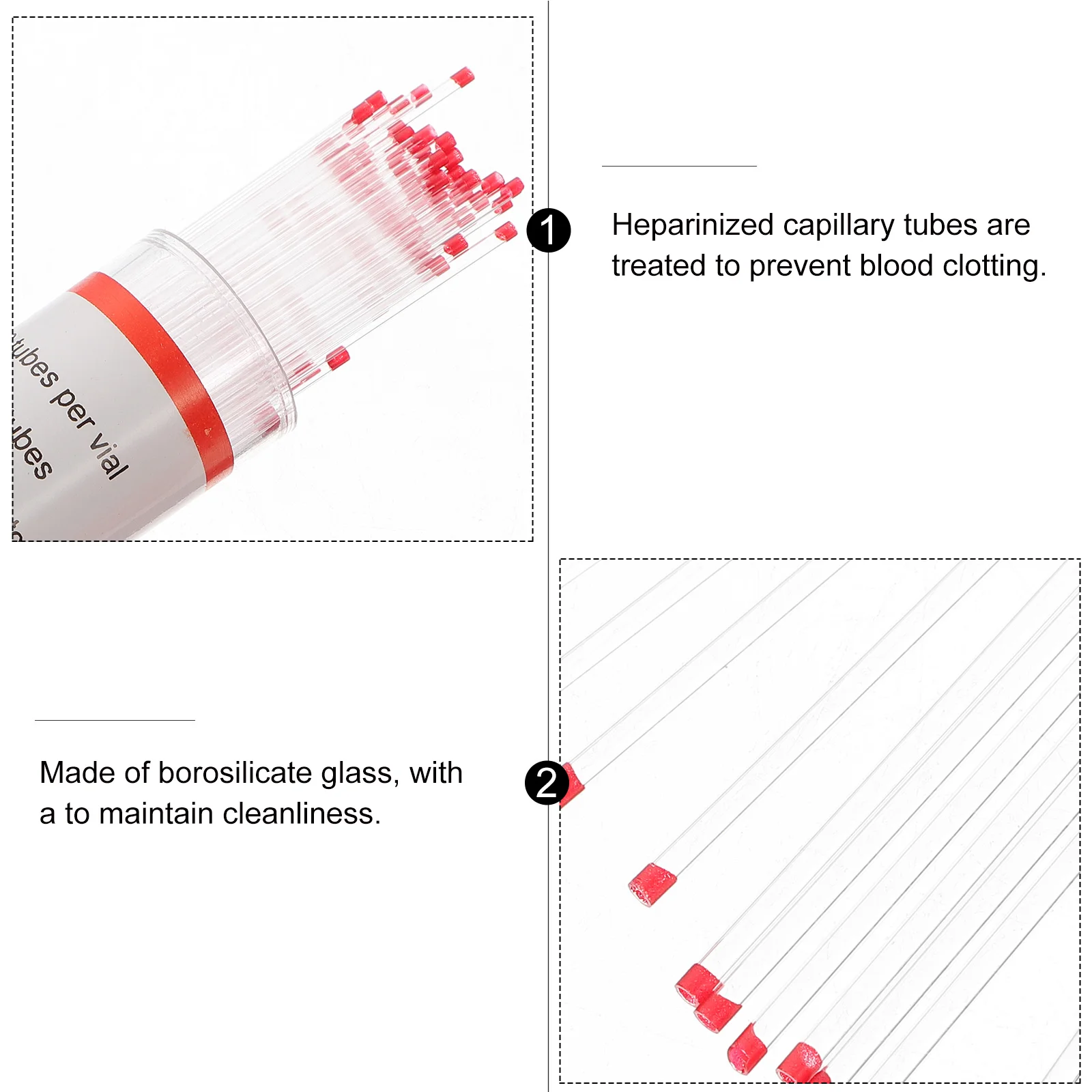 100 in 1 75mm Capillary Tube Micro Hematocrit ท่อละลายหลอดตัวอย่าง Supply Micro Hematocrit Capillary Tube