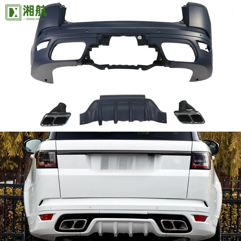 

Подходит для Land Rover Range Rover Sport SVR 2018-2022, комплект заднего бампера, комплект заднего бампера, квадратная выхлопная труба