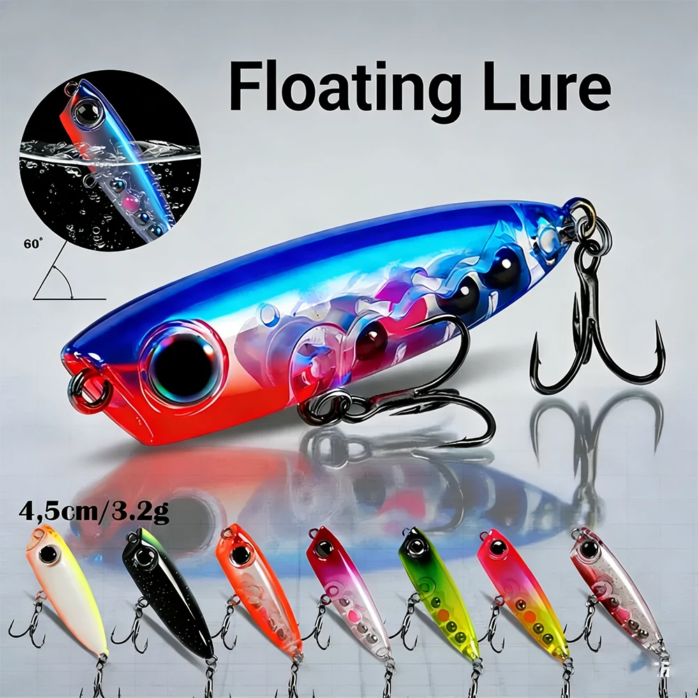 Topwater Fishing Lure 4.5cm/3.2g Floating Popper Bait with N