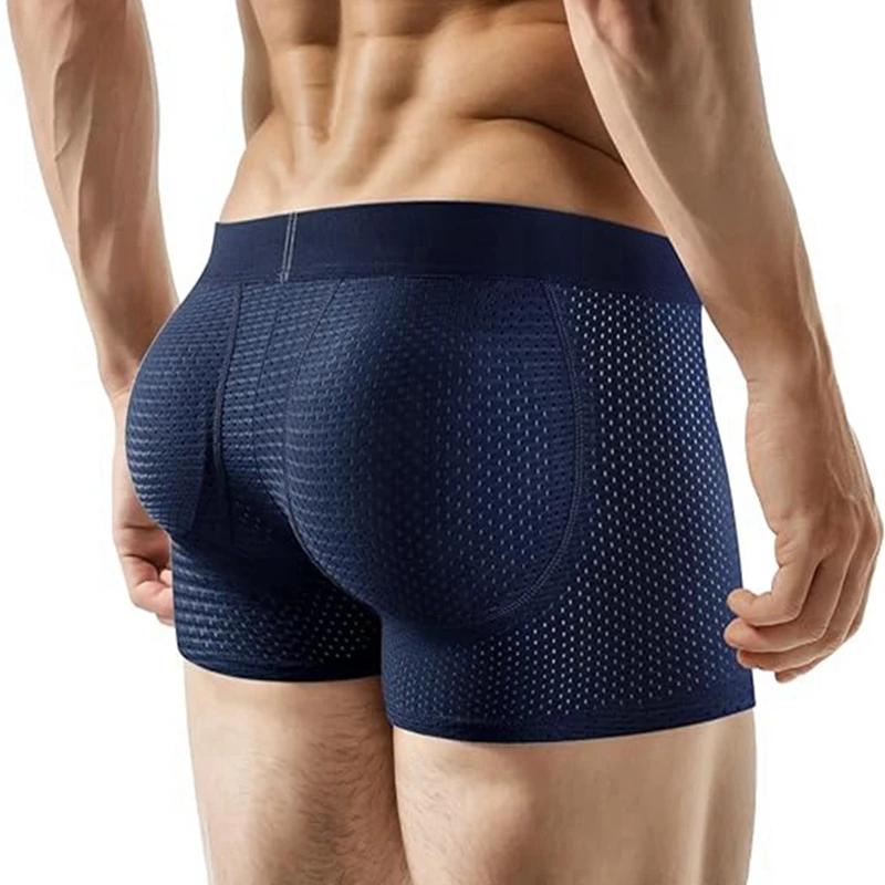 JOCKMAIL Mens Underwear Boxer Mesh Mens Padded Underwear with Hip Pads Men\'s Boxers Butt Padded Elastic Truncks Enhancement