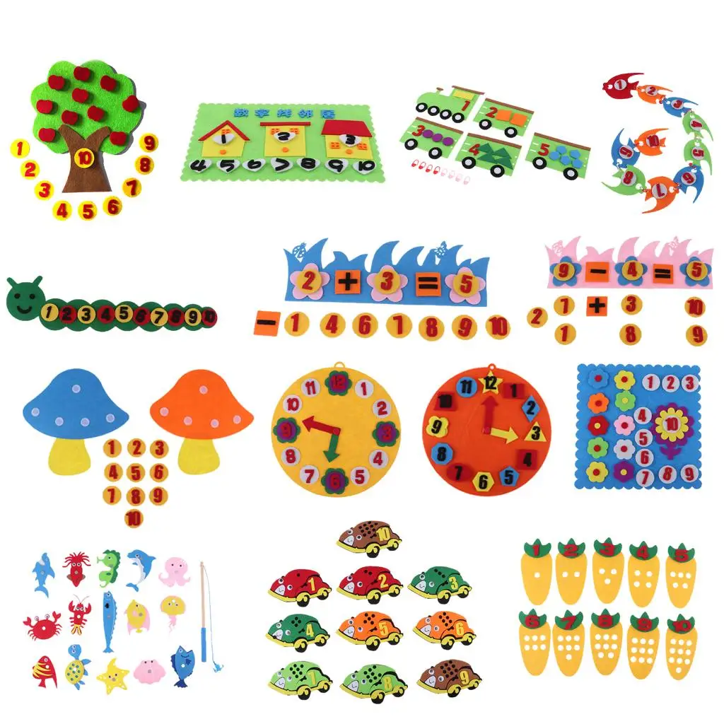 Giocattoli educativi per la scuola materna dei bambini, giocattoli cognitivi matematici montessori per bambini in feltro non tessuto fai-da-te