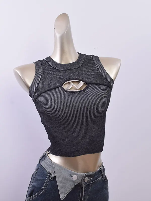 Faionable محبوك ort حزام سترة المرأة الصيف الرجعية مثير الجوف خارج Svel أعلى تخفيف Sle سليم صالح ملابس داخلية