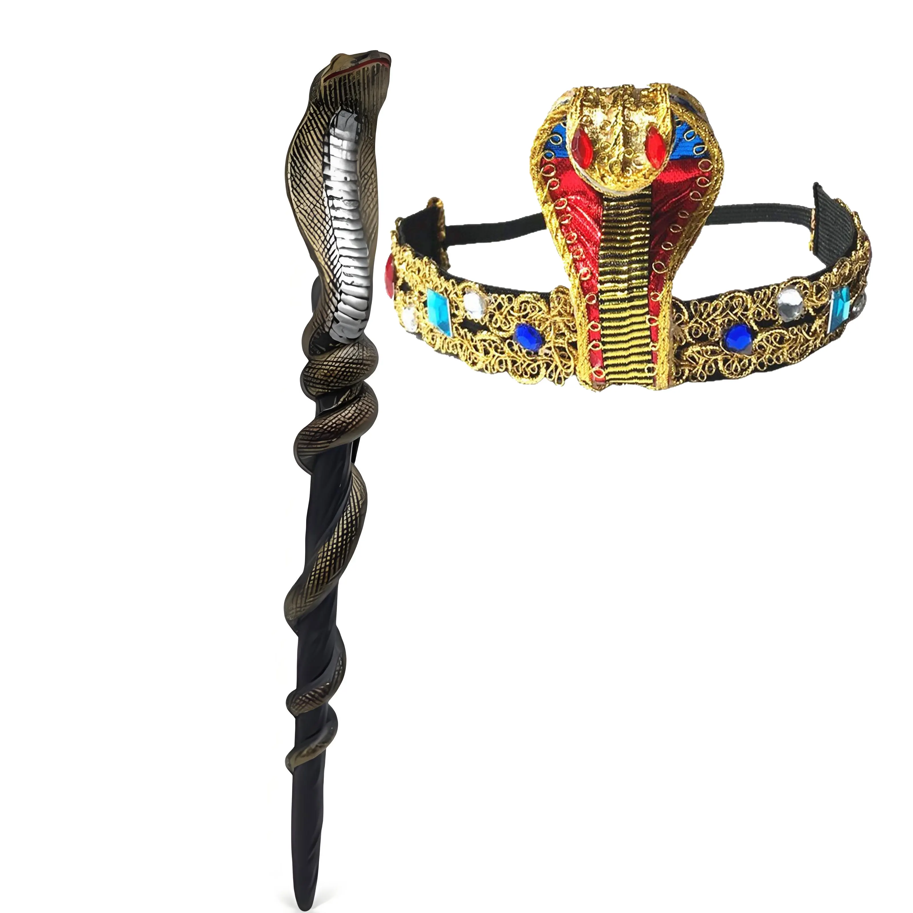 5-10pcs-halloween-performance-props-egyptian-pharaoh-king-snake-head-cane-cobra-staff-cosplay-women-queen-snake-headband-scept