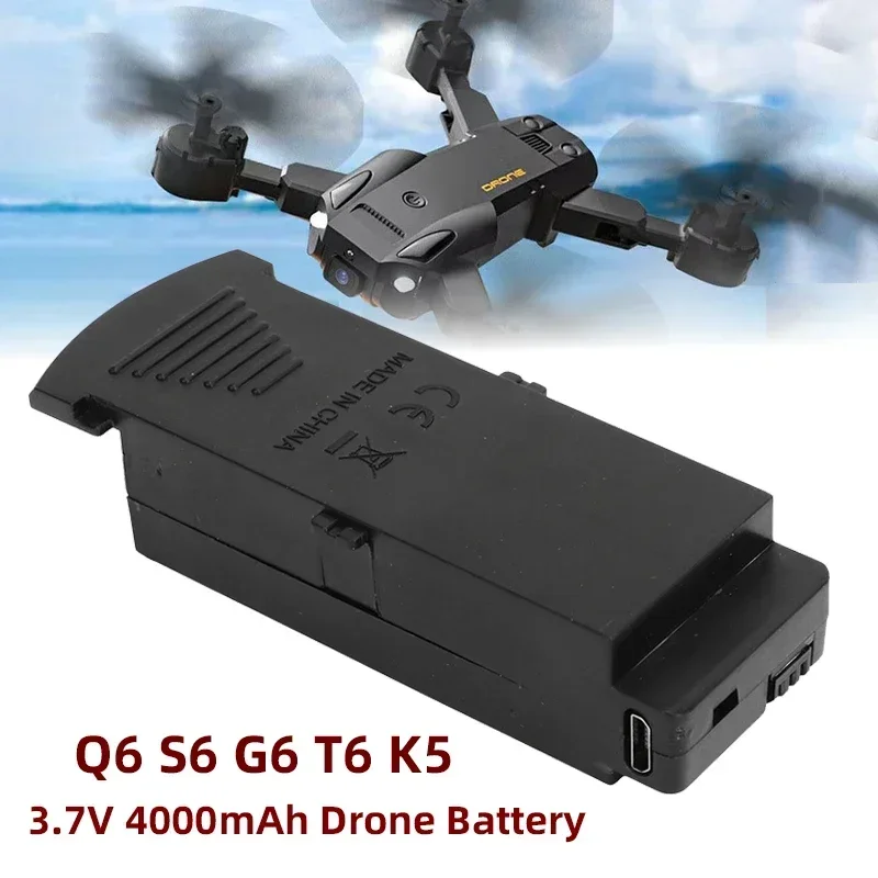 For Q6 S6 G6 T6 K5 Battery 3.7V Q6 Drones Battery 4000mAh Q6 S6 G6 T6 K5 8K RC Quadcopter Spare Parts Drone Li-polymer Battery