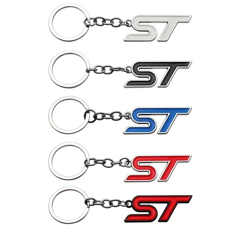 Metal Car Keychain Key Rings Pendant Keyrings Holder for Ford ST Emblem Transit Fiesta Focus Mondeo Kuga Ranger Auto Accessories