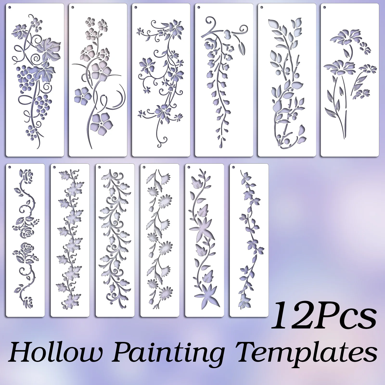 

Wholesale 72pcs DIY Floral Vine Stencils Set Strip Border Flower Graffiti Stencil Reusable PET Painting Templates for Wood Wall