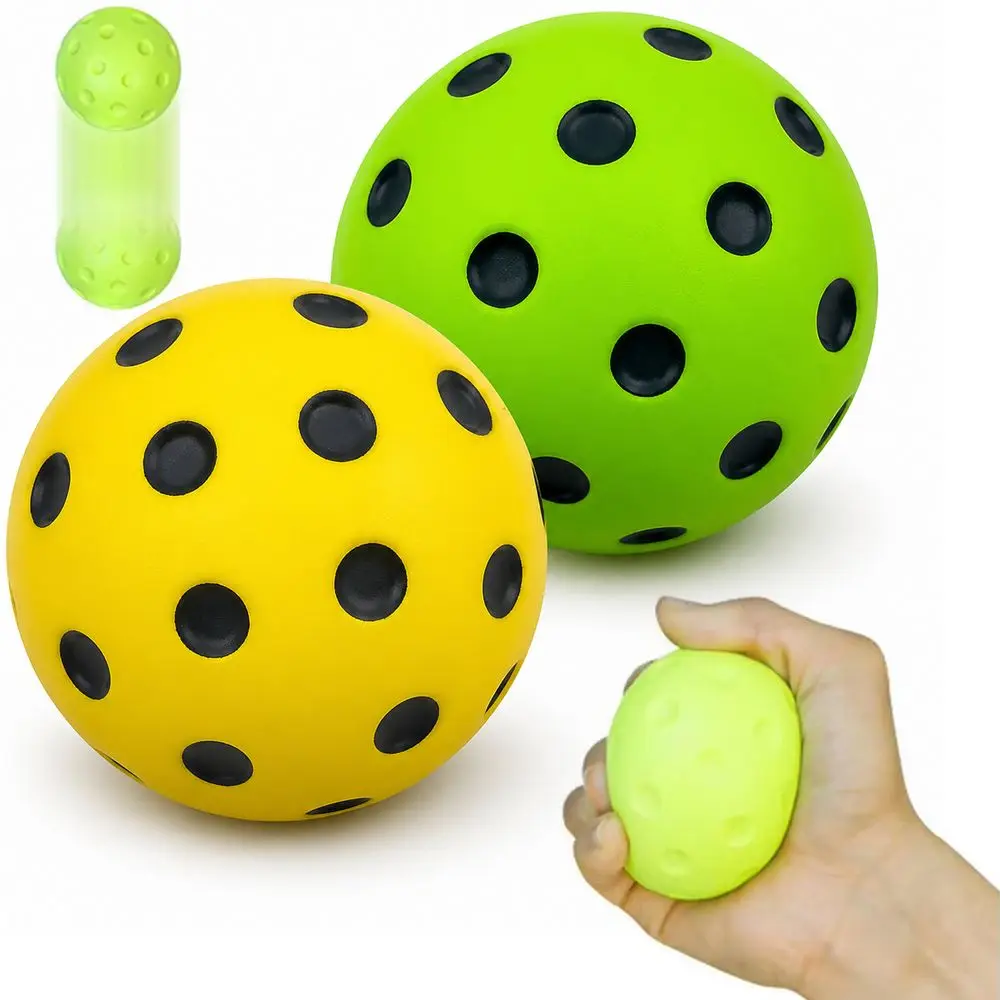 PU Foam Anti-stress Squeeze Pickleball Balls High Bounce Portable Pickleball Squeeze Toy Simulated Quiets Bounce Ball Fidget Toy