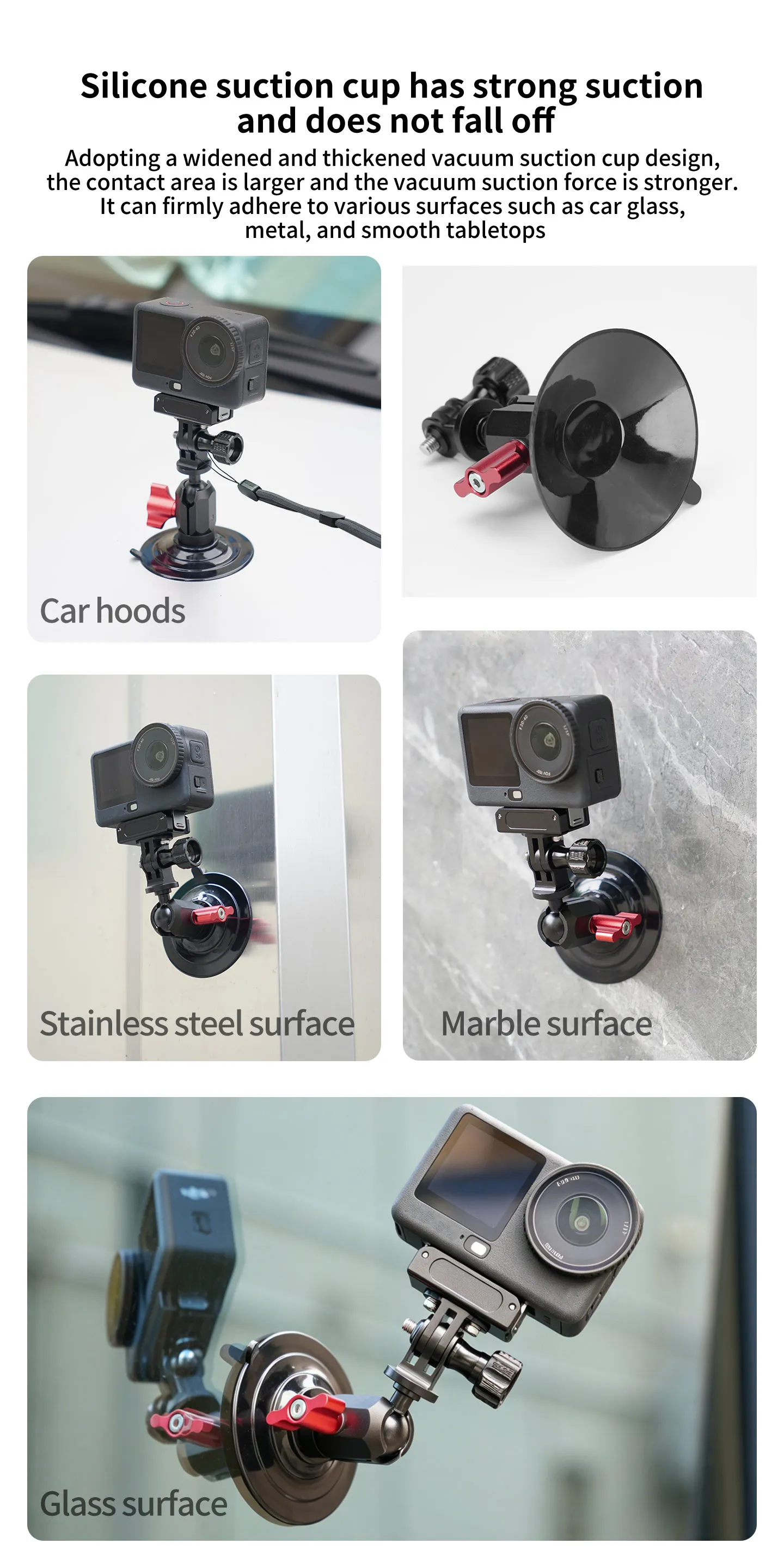 Mini-Saugnapfhalterung Stativadapter für GoPro Insta360 DJI Action-Kamera Haus Auto Fahrtaufzeichnung Fenster Glas Glatte Oberflächen – Detail 5