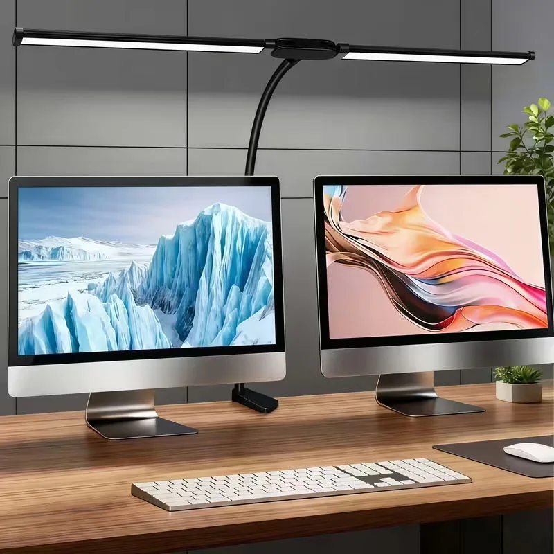 2 رئيس USB LED لمبة مكتب مكتب قابل للتعديل حماية العين ضوء 3 ألوان 10 مستويات سطوع قابل للتعديل مرنة تصميم الرقبة أوزة