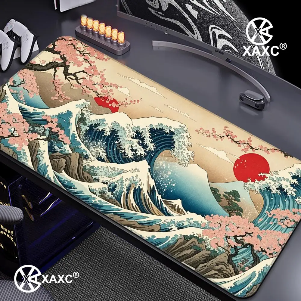 Japanese Wave Mouse Pad Personalized Anime Gaming Desk Mat large keyboard desk pad non-slip rubber gaming pad carpet HYBXXC