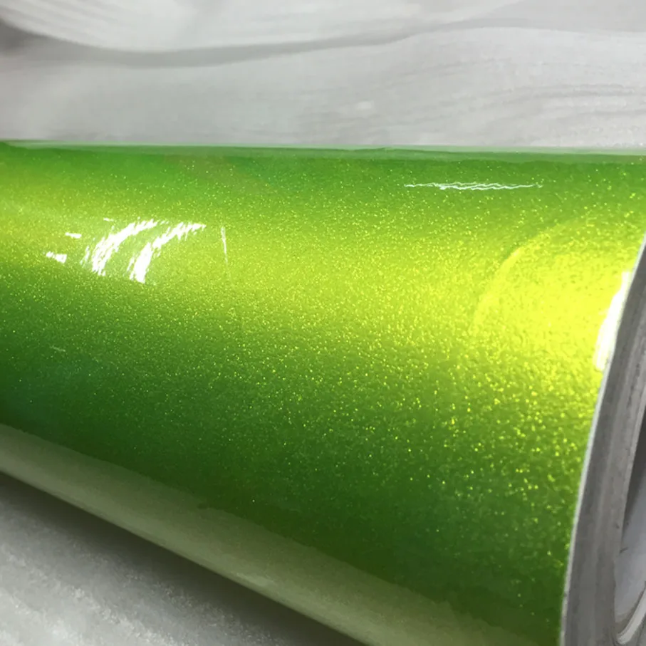 10/20/30/40/50/60x152CM Super glossy lemon green metallic sticker High glossy metallic flourescent green vinyl sticker