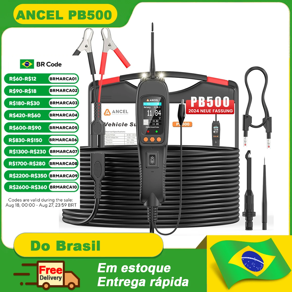 

ANCEL PB500 тестер автомобильного аккумулятора, комплект тестера цепей датчика мощности 12 В/24 В, электрические встроенные автомобильные аккумуляторные системы, диагностические инструменты