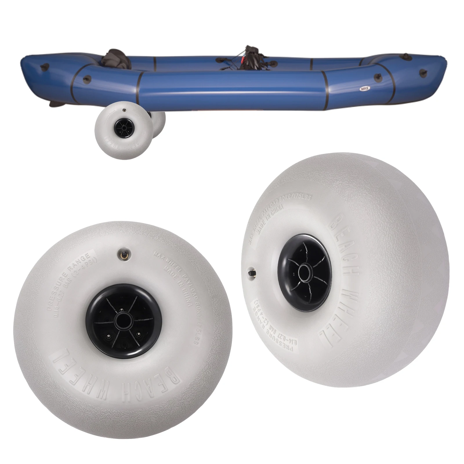 Durable 16-Inch Inflatable Beach Wheels, Lightweight, High Weight Capacity, for Sand Transport