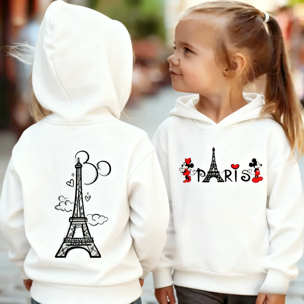 Kids Toys Paris - เสื้อฮู้ดเด็กผู้ชายและเด็กผู้หญิงลายปารีส มิกกี้ มินนี่ และเลิฟ ปารีส สำหรับฤดูใบไม้ร่วงและฤดูหนาว