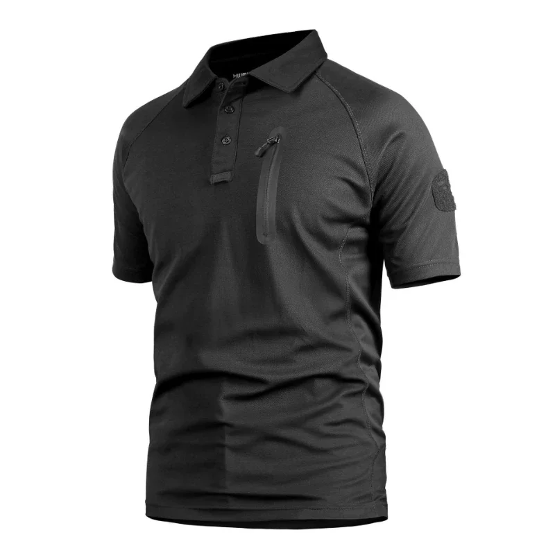 Summer Quick Drying T-shirt Men's Outdoor Short Sleeve Polo Neck Dark Night Camo Tactical Quick Drying Shirt Dropship