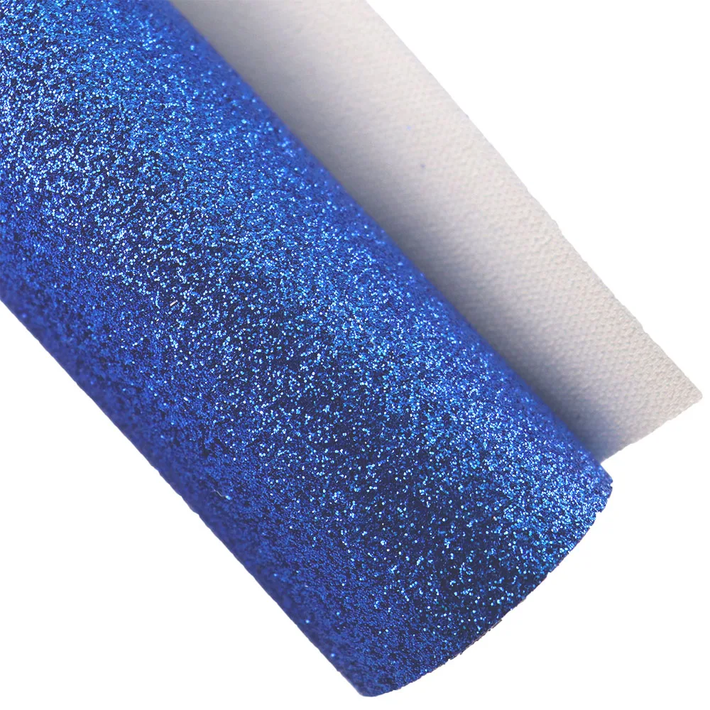 Pianura Solid Sky Blue Chunky Fine Glitter Tessuto Lichee Liscio Ecopelle PU per borse con orecchini a fiocco Materiale DT010