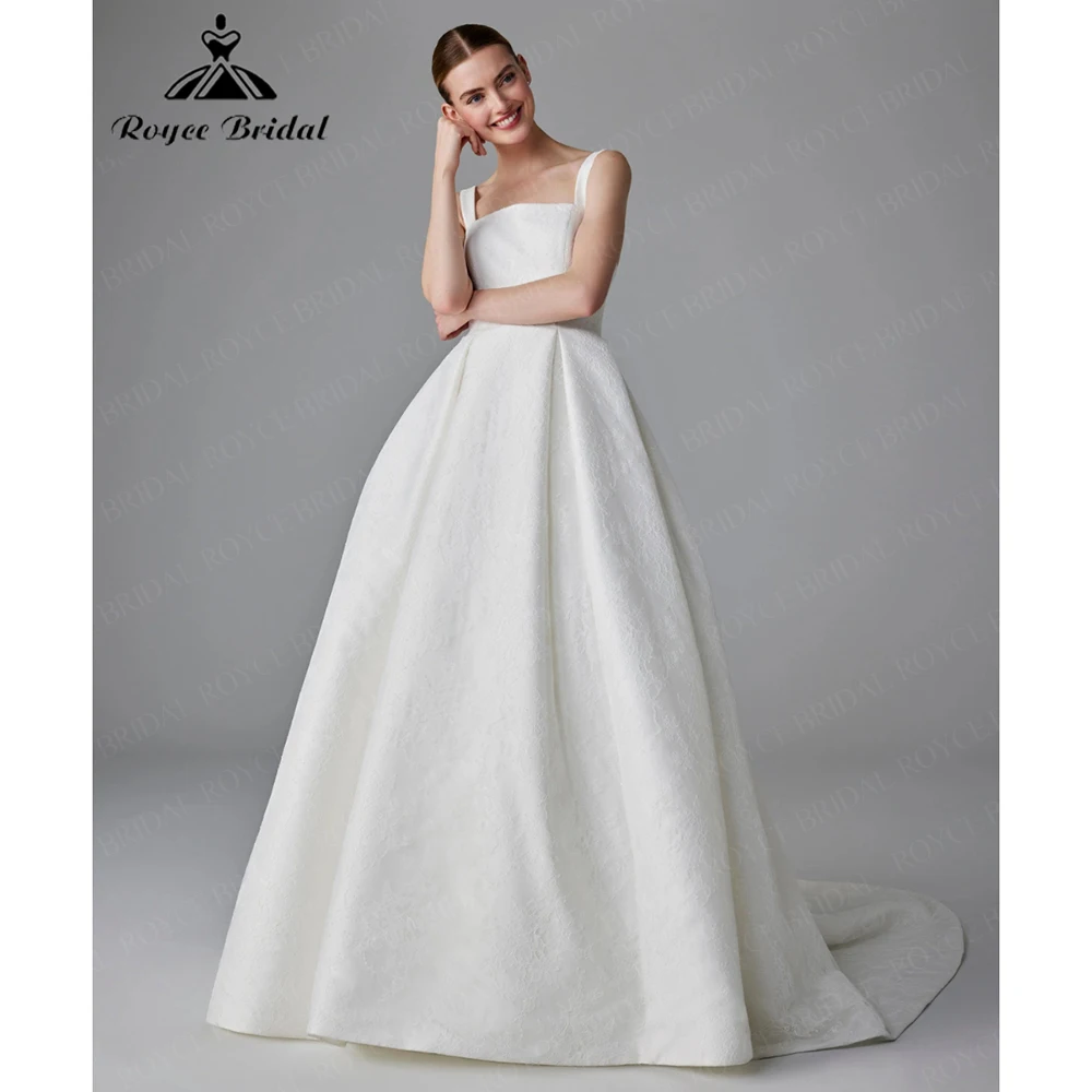 

Roycebridal Square Neck Floral Print Satin Ball Gown Wedding Dress Sweep Train 2025 Customized Vestido De Noiva Casamento