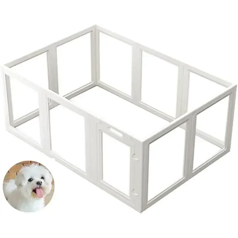 Small and Medium Sized Dog Cages in Pet Fences, Acrylic Transparent Enclosure Door Fence Indoor Argon for Dogs and Cat