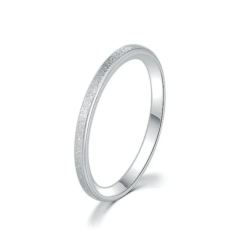 Fashion Minimalist Frosted Thin Stackable Ring Stainless Steel Plain Round Knuckle Midi Rings for Women Girls Wedding Jewelry - view 3
