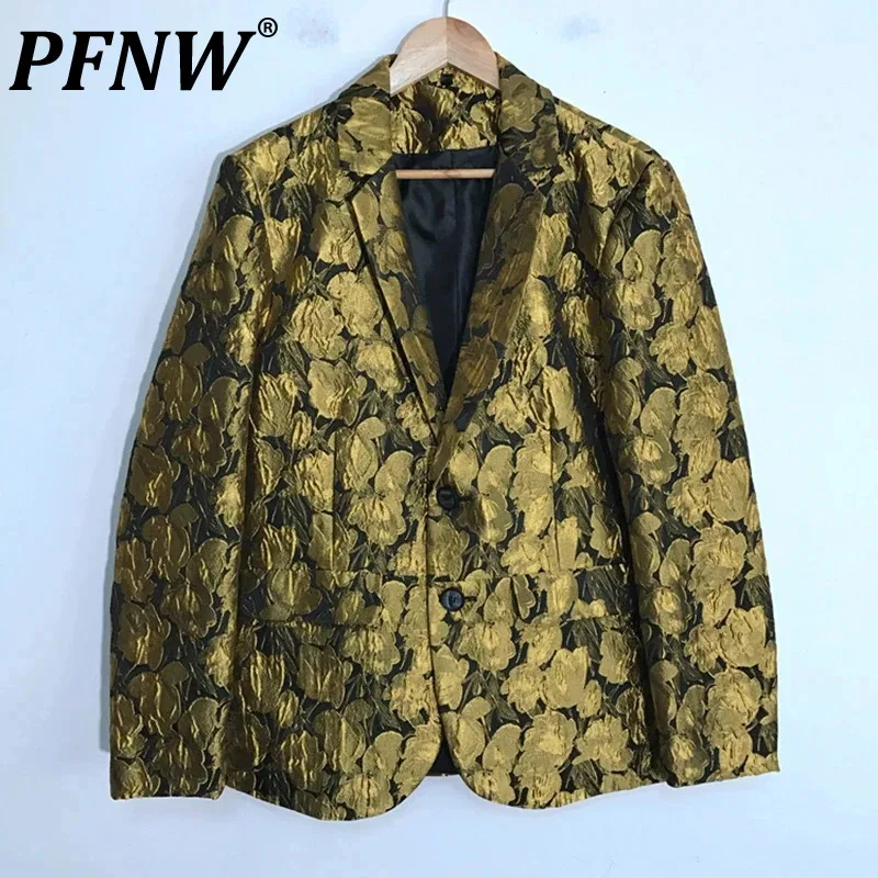 

PFNW Men's Blazers Autumn Pleated Texture Leaves Printing Fashion Custom Design Niche Personality Loose High Quality 21Z1576