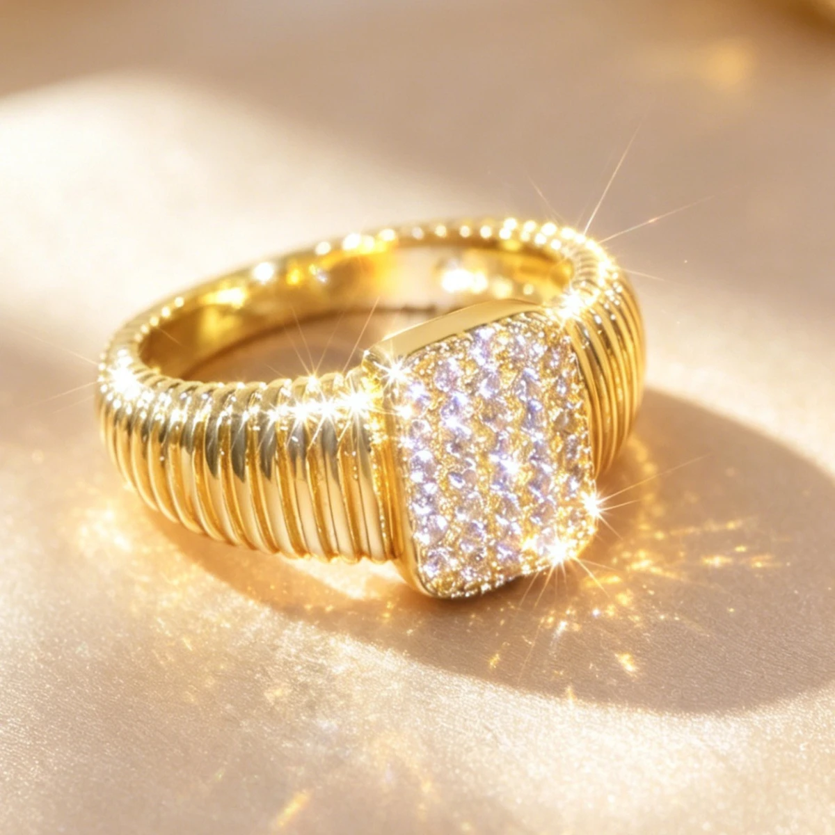 1pc Luxury Sparkling Synthetic Oxide Ring Proposal Engagement Promise Ring Anniversary Ring Party Fine Jewelry Gift Father's Day Gift Valentine's Day Gift