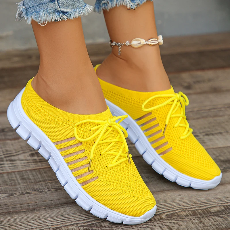 Summer Breathable Mesh Slippers for Women Lightweight Slip On Walking Shoes Woman Non Slip Casual Half Slippers Female Sneaker