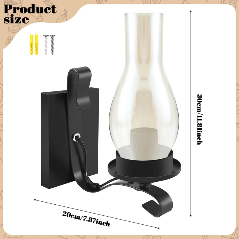 Nuova lampada da parete rustica Vintage In vetro e lampada decorativa con luce d'atmosfera per camera da letto (non contiene lampadine)