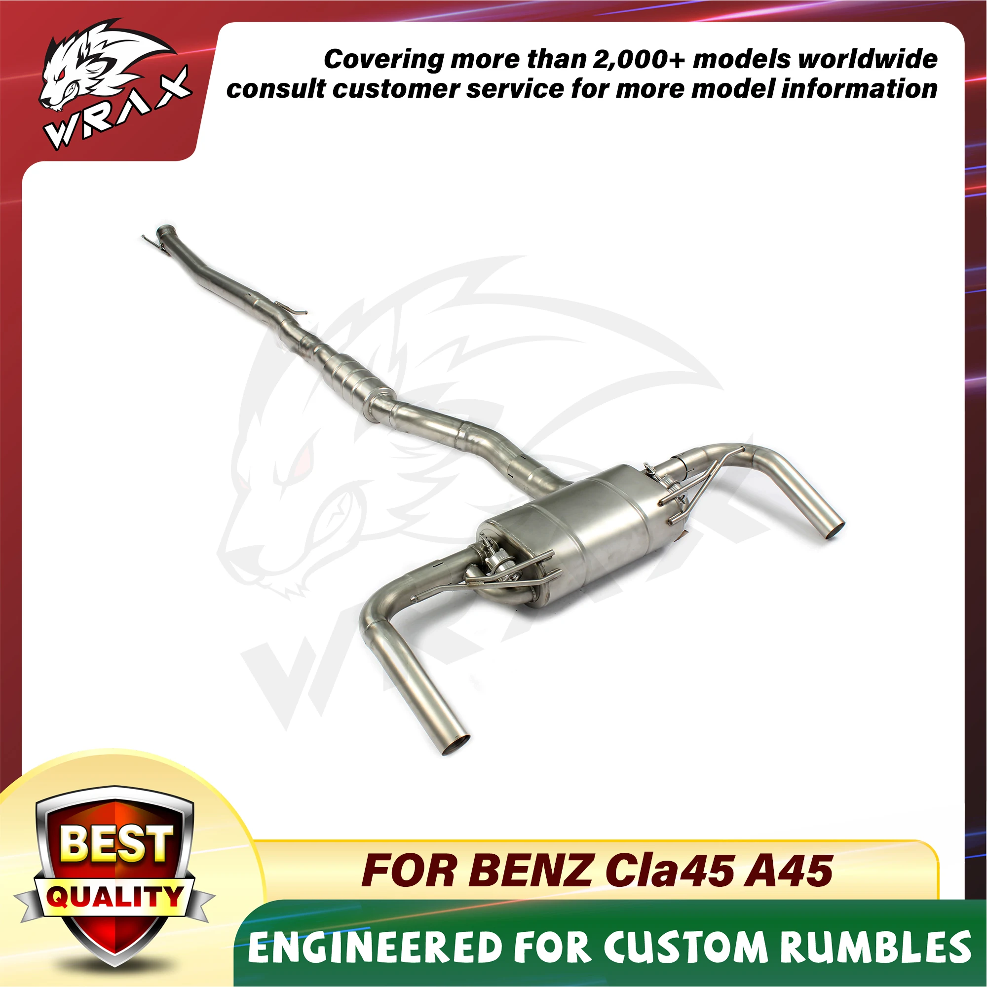 

304 Stainless Steel Catback Exhaust System Performance Muffler Pipes For BENZ Cla45 A45 With valve