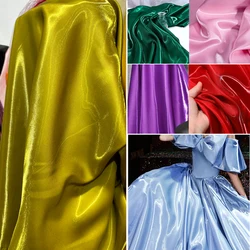 Tela de satén líquido metálico brillante de lujo, satén de seda brillante para vestido de novia, traje, ropa de diseñador, Material DIY