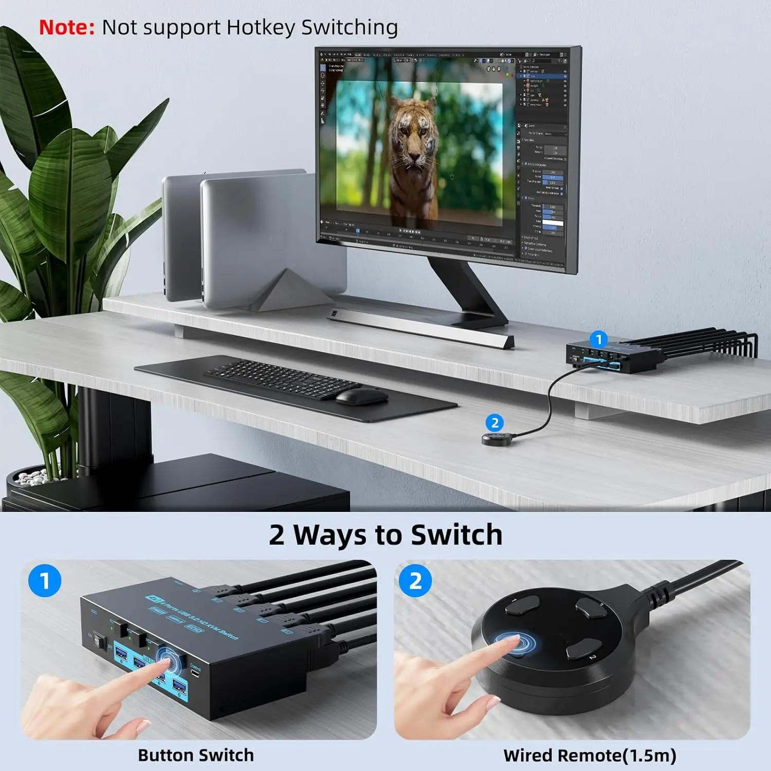 Imagem -06 - Switch Kvm Hdmi com Áudio para Computadores 8k @ 60hz 4k @ 144hz Simulação Edid Portas Usb 3.0 Compartilhamento de Computador Monitor