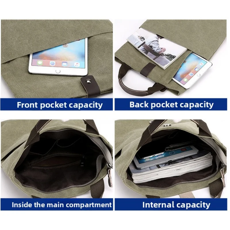 حقيبة كتف واحدة جديدة بسيطة ورجعية للرجال، حقيبة كروس خفيفة الوزن متعددة الوظائف، حقيبة كروس من القماش ذات سعة كبيرة #4