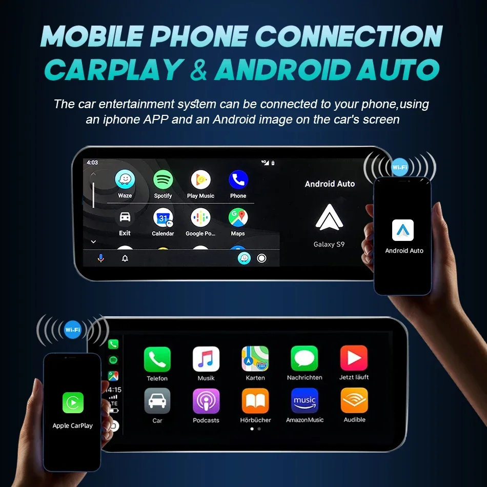 شاشة Carplay اللاسلكية لمرسيدس C Class W205 GLC X253 C180 C200 300 350 2015-2018 مشغل وسائط متعددة للسيارة راديو أندرويد تلقائي