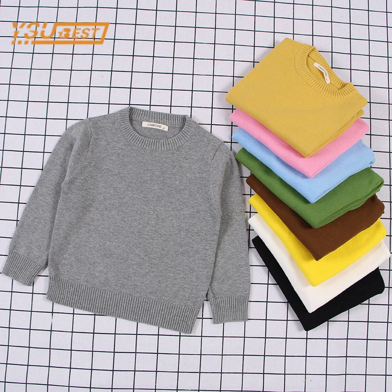 

Kids Baby Boys Girls Sweaters Round Neck Sweater For Autumn Winter Knitted Bottoming Boys Girls Candy Color Sweaters