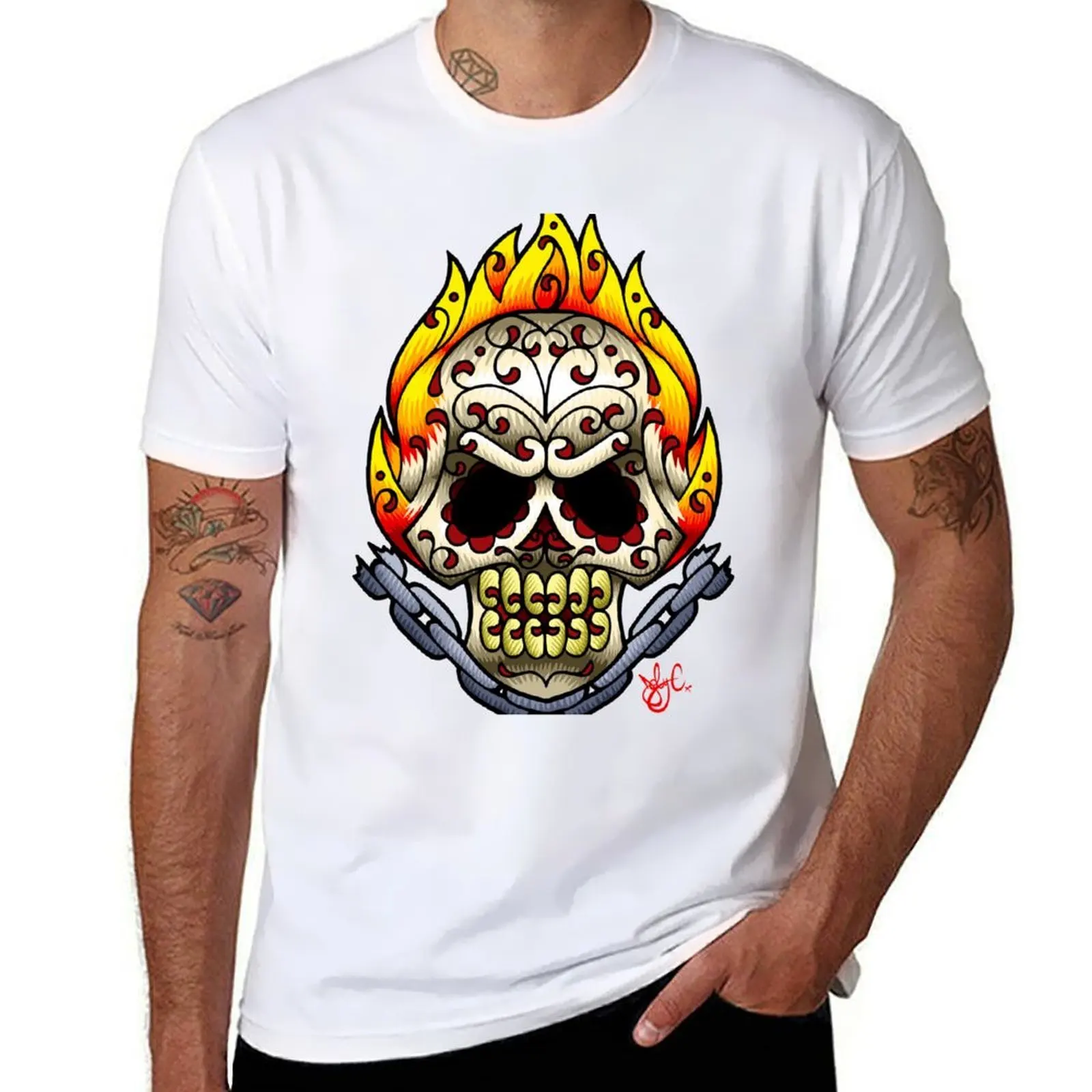 

Ghost Rider Sugarskull T-Shirt men t shirt cotton 100% man t shirt cotton high quality T-Shirt