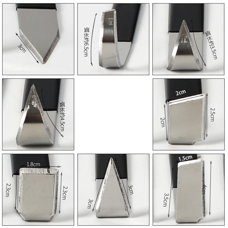 8Pcs 20x5x3cm Stainless Steel Pottery Clay Sculpture Carving With Rubber Handle Pottery Ceramics Tools