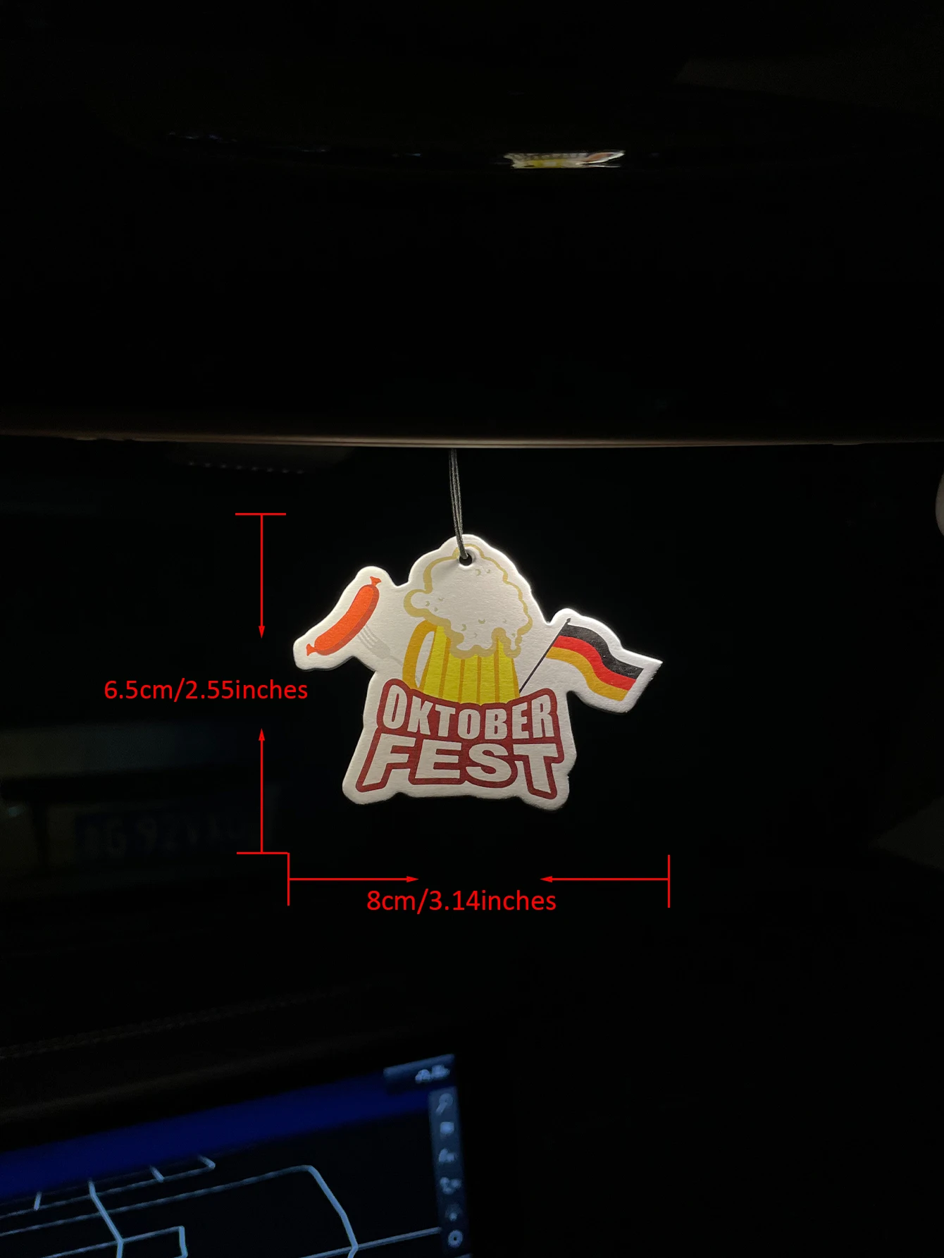 Oktoberfest Beer Mug Sausage German Flag Car Air Freshener, Hanging Scent Card, Natural Plant Extract Fragrance, Alcohol-Free, H