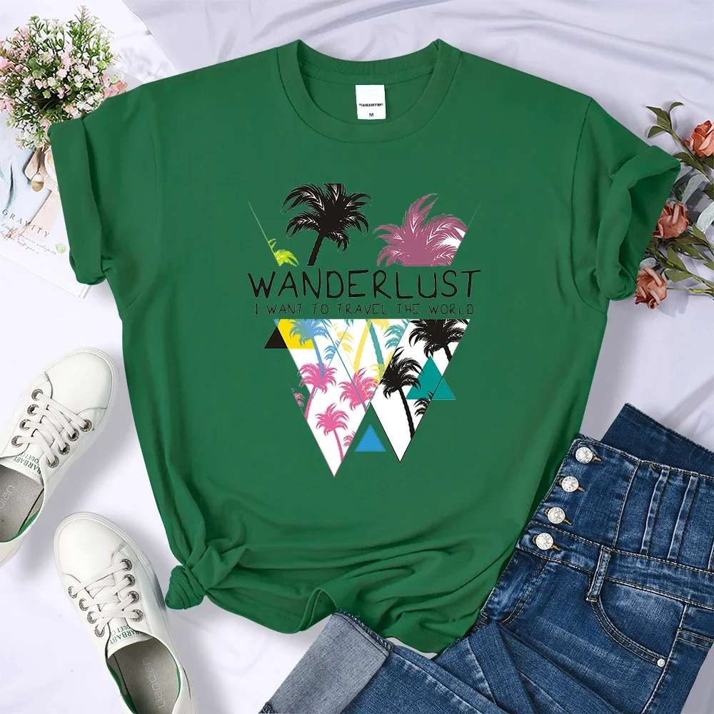 Wanderlust I Want To Travel The World Printing T Shirt Women Summer Casual Tops Fashion Street Tops Creativity Tshirt Womens Tee