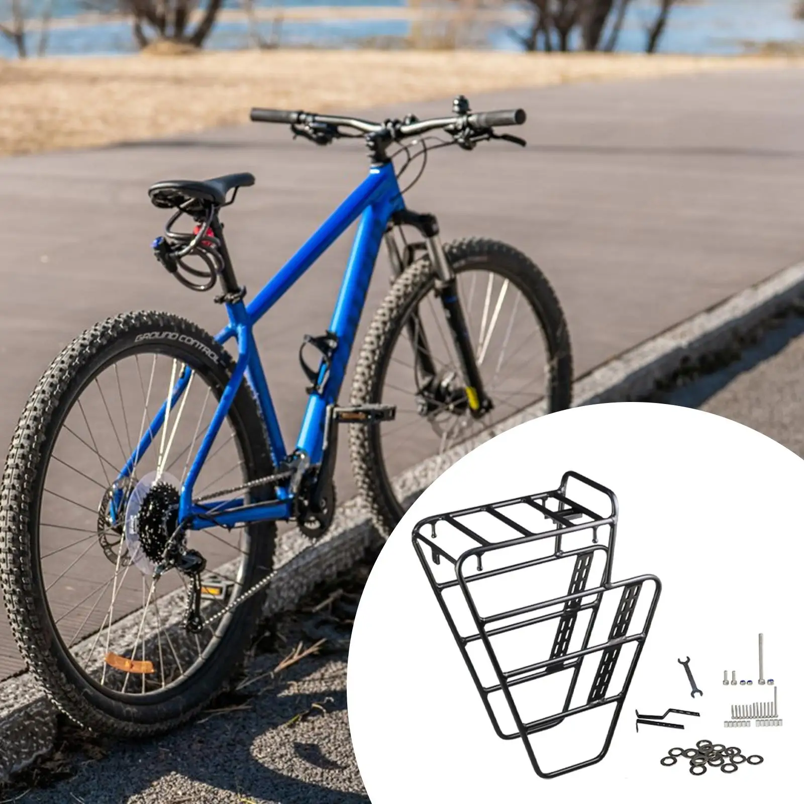 

Bicycle Front Fork Rack Expandable Cargo Pannier Carrier Metal Shelf for Adults Travel Mountain Road Bikes