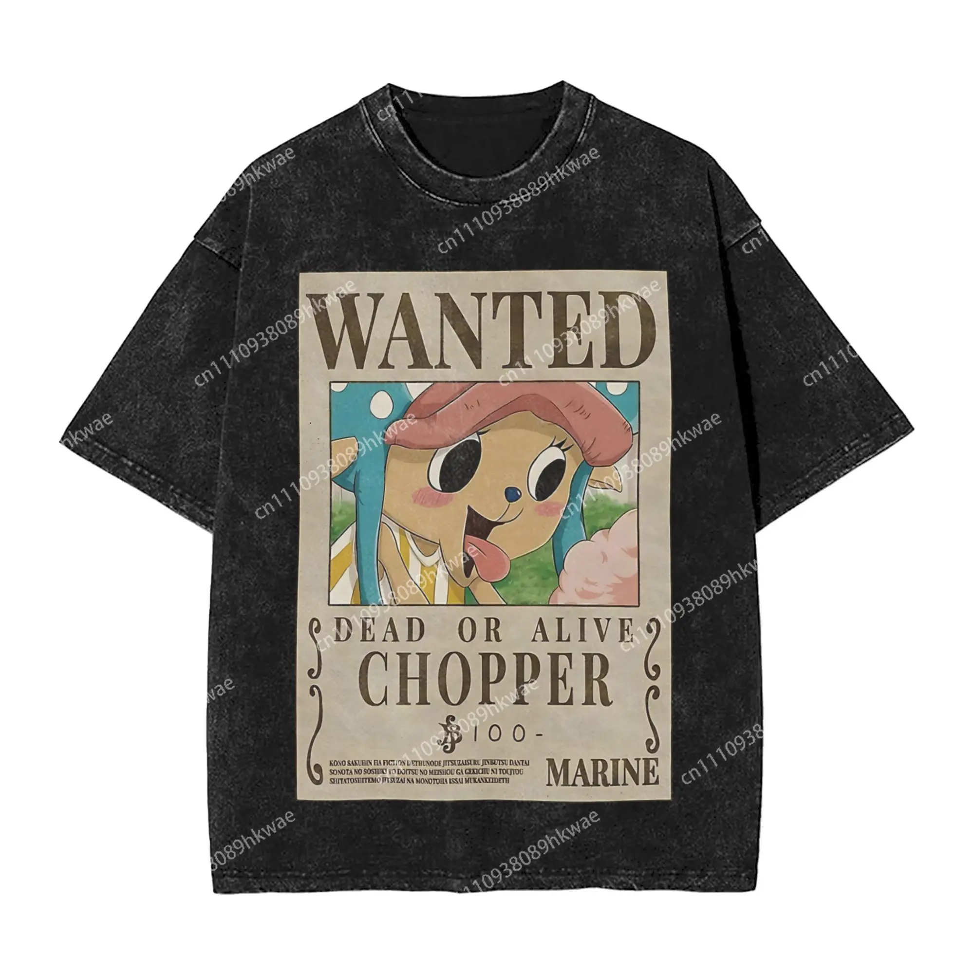 ONE PIECE  TONY TONY CHOPPER ACE SANJI LUFFY Washed T Shirt Streetwear Hip Hop T-Shirt  Tees Tops Men Women Harajuku Printed