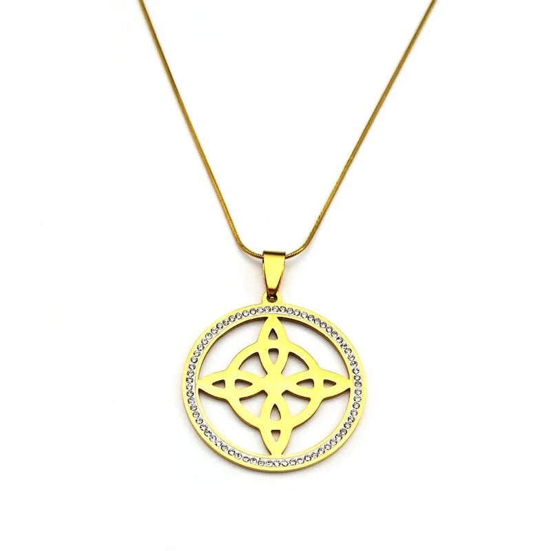 

Diamond-Embedded Round Titanium Steel Pendant Necklace Unisex Personalized Necklace Trendy Stylish Jewelry for Streetwear